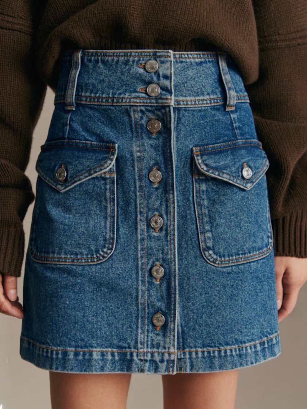 Sezane Deep Blue Bettie Skirt Size FR 34/US 2